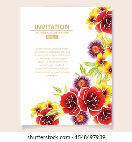 Invitation greeting card with floral background. Wedding invitation, thank you card, save the date cards.