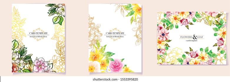 Invitation greeting card with floral background. Wedding invitation, thank you card, save the date cards.