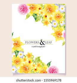 Invitation greeting card with floral background. Wedding invitation, thank you card, save the date cards.