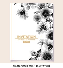 Invitation greeting card with floral background. Wedding invitation, thank you card, save the date cards.