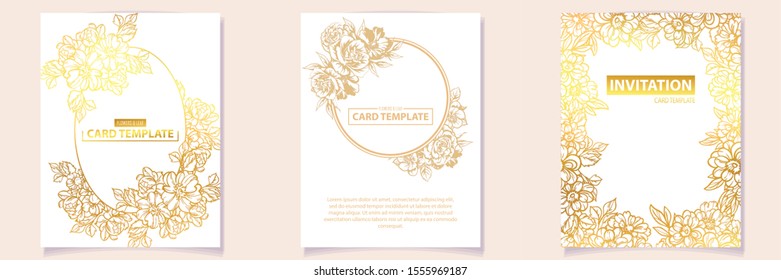 Invitation greeting card with floral background. Wedding invitation, thank you card, save the date cards.