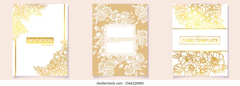 Invitation greeting card with floral background. Wedding invitation, thank you card, save the date cards.