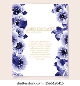 Invitation greeting card with floral background. Wedding invitation, thank you card, save the date cards.