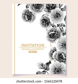 Invitation greeting card with floral background. Wedding invitation, thank you card, save the date cards.