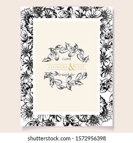 Invitation greeting card with floral background. Wedding invitation, thank you card, save the date cards.