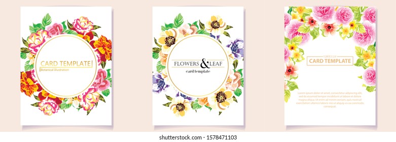 Invitation greeting card with floral background. Wedding invitation, thank you card, save the date cards.