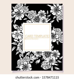 Invitation greeting card with floral background. Wedding invitation, thank you card, save the date cards.