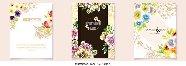 Invitation greeting card with floral background. Wedding invitation, thank you card, save the date cards.