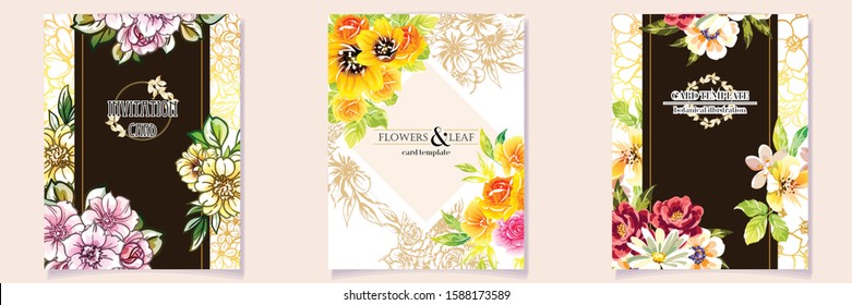 Invitation greeting card with floral background. Wedding invitation, thank you card, save the date cards.