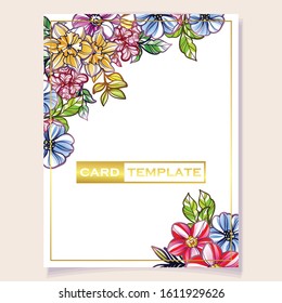 Invitation greeting card with floral background. Wedding invitation, thank you card, save the date cards.