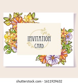Invitation greeting card with floral background. Wedding invitation, thank you card, save the date cards.