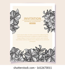 Invitation greeting card with floral background. Wedding invitation, thank you card, save the date cards.