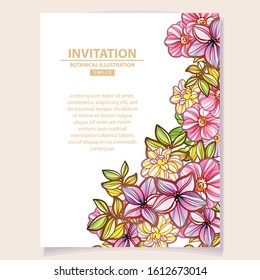Invitation greeting card with floral background. Wedding invitation, thank you card, save the date cards.