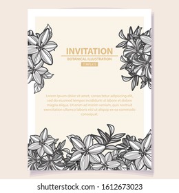 Invitation greeting card with floral background. Wedding invitation, thank you card, save the date cards.