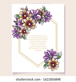 Invitation greeting card with floral background. Wedding invitation, thank you card, save the date cards.