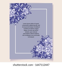 Invitation greeting card with floral background. Wedding invitation, thank you card, save the date cards.