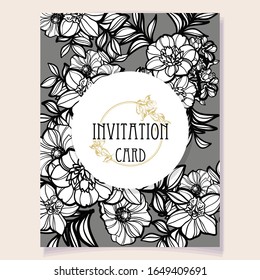 Invitation greeting card with floral background. Wedding invitation, thank you card, save the date cards.