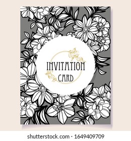 Invitation greeting card with floral background. Wedding invitation, thank you card, save the date cards.
