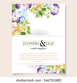 Invitation greeting card with floral background. Wedding invitation, thank you card, save the date cards.