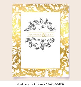 Invitation greeting card with floral background. Wedding invitation, thank you card, save the date cards.