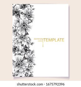 Invitation greeting card with floral background. Wedding invitation, thank you card, save the date cards.