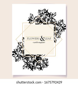 Invitation greeting card with floral background. Wedding invitation, thank you card, save the date cards.
