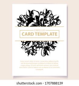 Invitation greeting card with floral background. Wedding invitation, thank you card, save the date cards.