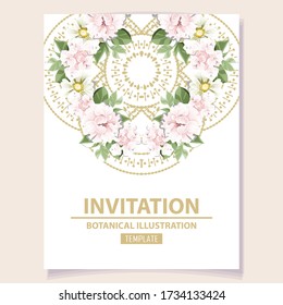 Invitation greeting card with floral background. Wedding invitation, thank you card, save the date cards.