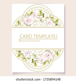 Invitation greeting card with floral background. Wedding invitation, thank you card, save the date cards