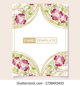 Invitation greeting card with floral background. Wedding invitation, thank you card, save the date cards.