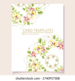Invitation greeting card with floral background. Wedding invitation, thank you card, save the date cards.