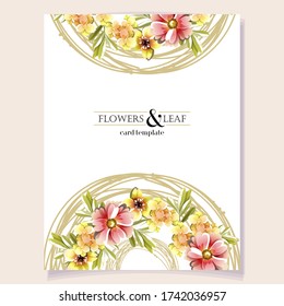 Invitation greeting card with floral background. Wedding invitation, thank you card, save the date cards.