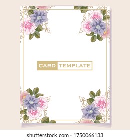 Invitation greeting card with floral background. Wedding invitation, thank you card, save the date cards.