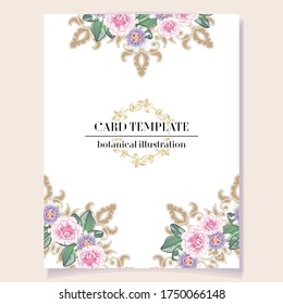 Invitation greeting card with floral background. Wedding invitation, thank you card, save the date cards.