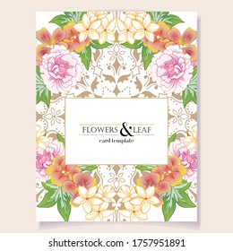 Invitation greeting card with floral background. Wedding invitation, thank you card, save the date cards.