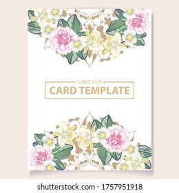 Invitation greeting card with floral background. Wedding invitation, thank you card, save the date cards.