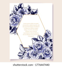 Invitation greeting card with floral background. Wedding invitation, thank you card, save the date cards.