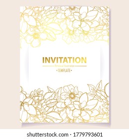 Invitation greeting card with floral background. Wedding invitation, thank you card, save the date cards.