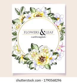 Invitation greeting card with floral background. Wedding invitation, thank you card, save the date cards.