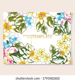 Invitation greeting card with floral background. Wedding invitation, thank you card, save the date cards.