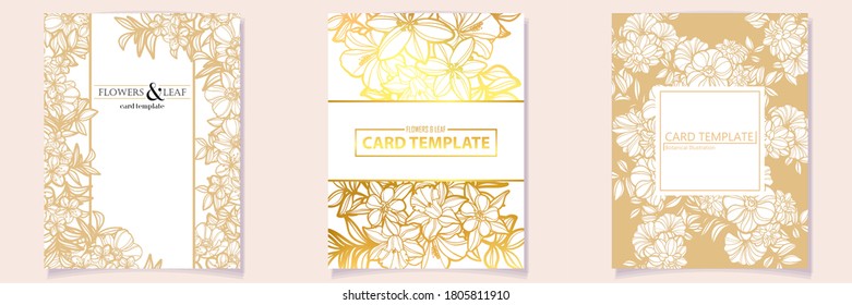 Invitation greeting card with floral background. Wedding invitation, thank you card, save the date cards.