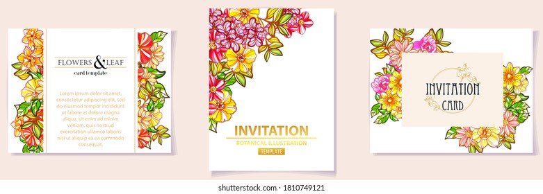 Invitation greeting card with floral background. Wedding invitation, thank you card, save the date cards.