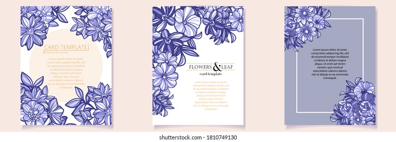 Invitation greeting card with floral background. Wedding invitation, thank you card, save the date cards.