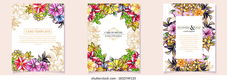Invitation greeting card with floral background. Wedding invitation, thank you card, save the date cards.