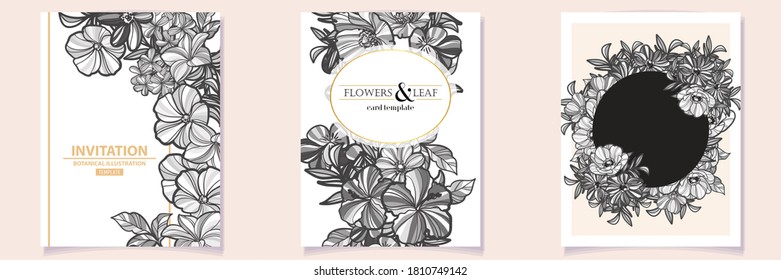 Invitation greeting card with floral background. Wedding invitation, thank you card, save the date cards.