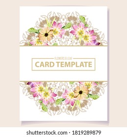 Invitation greeting card with floral background. Wedding invitation, thank you card, save the date cards.