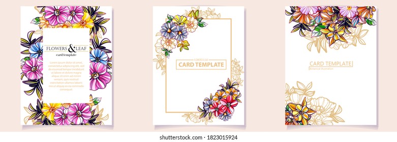 Invitation greeting card with floral background. Wedding invitation, thank you card, save the date cards.