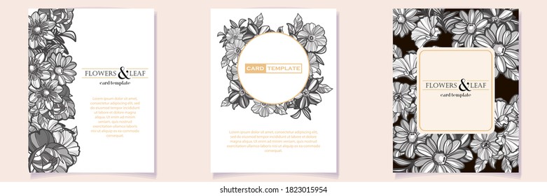 Invitation greeting card with floral background. Wedding invitation, thank you card, save the date cards.