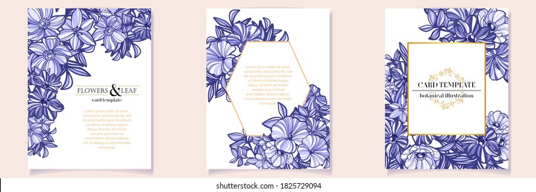 Invitation greeting card with floral background. Wedding invitation, thank you card, save the date cards.