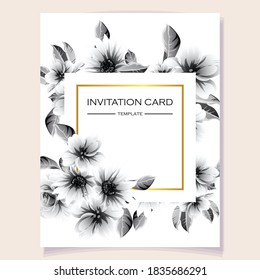 Invitation greeting card with floral background. Wedding invitation, thank you card, save the date cards.